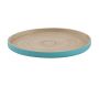 Plateau rond en bambou naturel et laqué turquoise