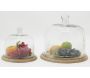 Cloches en verre + plateaux en manguier (lot de 2) - AUBRY GASPARD