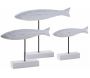 Poissons en bois blanc sur pieds (Lot de 3)