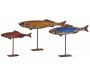 Poissons colorés en bois sur pieds (Lot de 3)