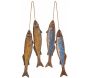 Poissons à suspendre en bois jaune et bleu (Lot de 2)