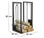 Porte-bûches + 4 accessoires de cheminée en métal noir - AUB-6070