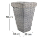 Pot de fleurs carré en bois et osier gris - AUBRY GASPARD