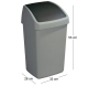 Poubelle grise avec couvercle basculant Delta - SUA-0172