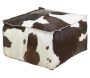 Pouf carré en peau de vache véritable