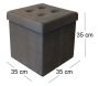 Pouf coffre carré en velours synthétique capitonné - 12,68