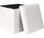 Pouf coffre pliable en bouclette blanc - 15,90