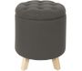 Pouf coffre rond pieds en bois Eleonor