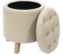 Pouf coffre rond pieds en bois Eleonor - 44,90