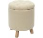 Pouf coffre rond pieds en bois Eleonor - 5