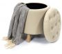 Pouf coffre rond pieds en bois Eleonor - 6