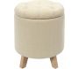 Pouf coffre rond pieds en bois Eleonor