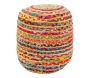 Pouf en coton et jute multicolore