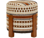 Pouf en tissu avec pieds en bois Ethnic - MAU-0894