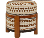 Pouf en tissu avec pieds en bois Ethnic
