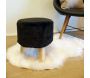 Pouf trépied imitation fourrure noire - 