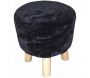 Pouf trépied fausse fourrure noire