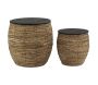 Poufs coffres en abaca et bois (lot de 2)