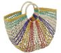 Sac demi-lune en jonc multicolore