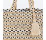 Sac en jute noir et blanc Indi avec pompon - AUB-6059