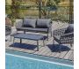 Salon bas de jardin 4 places en corde tissée et aluminium Camargue - 7