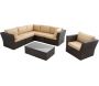 Salon de jardin Cosy 7 pièces en polyrésine mordorée
