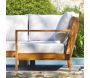 Salon de jardin d'angle 5 places en aluminium effet bois Majorque - 2889