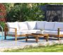Salon de jardin d'angle 5 places en aluminium effet bois Majorque