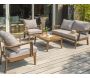 Salon de jardin bas 4 places en aluminium effet bois Portofino