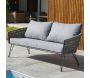 Salon de jardin bas 4 places en corde tissée taupe et acier Capri - 5