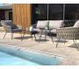 Salon de jardin bas 4 places en corde tissée taupe et acier Capri