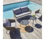 Salon de jardin bas 4 places en corde tissée taupe et acier Capri - DCB-0124