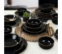 Service de table en céramique noir liseré doré Dinner 24 pièces - HANAH HOME