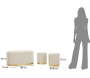Set un banc et deux poufs en tissu avec rangement Shopy - MAU-0663