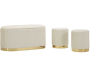 Set un banc et deux poufs en tissu avec rangement Shopy - 159