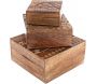 Set de 3 boîtes carrées en bois de manguier Aztek