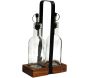 Set 2 bouteilles pour huile support en acacia