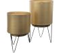 Set de 2 cache-pots dorés avec pieds filaires