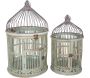 Set de 2 cages décoratives rondes en bois et zinc