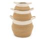 Set de 3 corbeilles en corde blanc et naturel avec 2 anses - 34,90