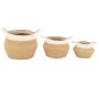 Set de 3 corbeilles en corde blanc et naturel avec 2 anses - AUB-6608
