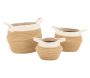 Set de 3 corbeilles en corde blanc et naturel avec 2 anses
