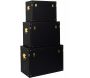 Set de 3 malles décoratives noires et dorées