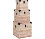 Set de 3 malles impression lames de bois