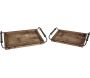 Set 2 plateaux en bois et fer vintage