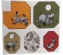 Set de 5 toiles colorées Animaux de la forêt