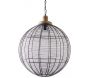 Lampe suspension en métal laqué gris et bois