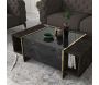 Table basse en aggloméré imitation marbre noir Veyron - HANAH HOME