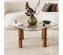 Table basse en bois massif et verre - HANAH HOME