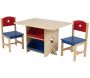 Table, chaises et bac rangement enfant en bois